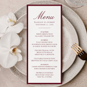 Menu Modern Burgundy Border Wedding