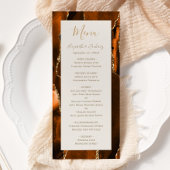 Menu Modern Burnt Orange Gold Agate Ivory Wedding