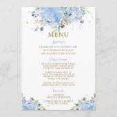Menu Modern Chic Blue Floral Balloons Baby shower (Voorkant)