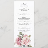 Menu Modern Chic Elegant Romantic Pink Rose Wedding (Devant)