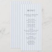 Menu Modern Classic Stripes Dusty Blue Vintage Wedding (Devant / Derrière)