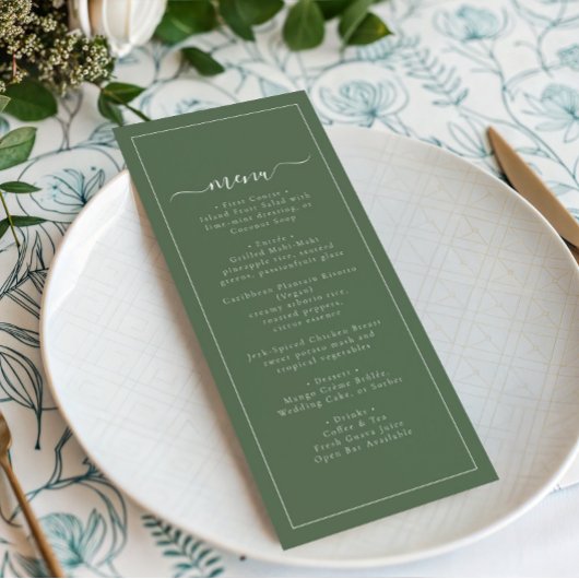 Menu Modern Coastal Green Palm Tree Wedding