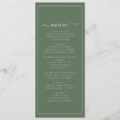 Menu Modern Coastal Green Palm Tree Wedding (Devant)
