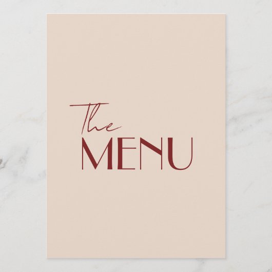 Menu Modern Deep Red Retro Whimsical Fun Wedding (Dos)