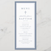 Menu Modern Dusty Blue Cross Boy Baptism (Devant)