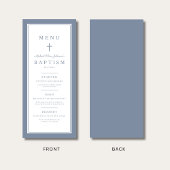 Menu Modern Dusty Blue Cross Boy Baptism