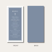 Menu Modern Dusty Blue Cross Boy First Communion