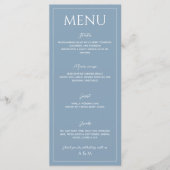 Menu Modern dusty blue minimalist wedding (Devant)