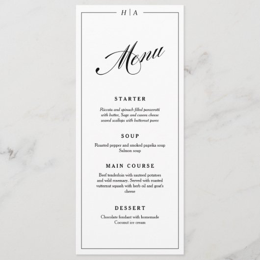 Menu Modern Elegant Handwriting Wedding Dinner (Devant)