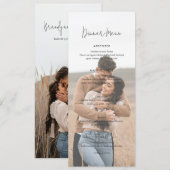 Menu Modern Elegant Photo Wedding (Devant / Derrière)