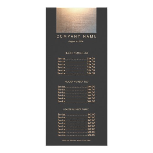 Menu Modern Gold Zen Glow Salon-prijslijst (Voorkant)