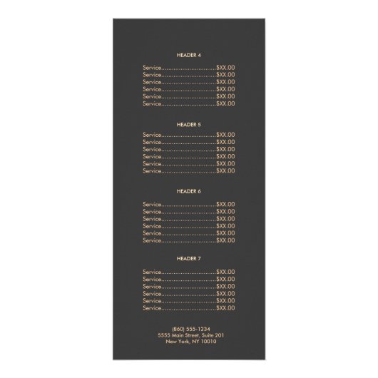 Menu Modern Gold Zen Glow Salon-prijslijst (Achterkant)