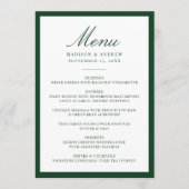Menu Modern Green Border Wedding (Devant)