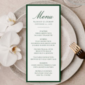 Menu Modern Green Border Wedding