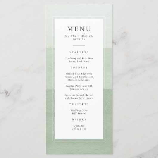 Menu Modern Green Wedding (Devant)