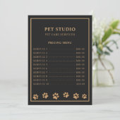 Menu Modern Luxury Black Golden Paw Pet Care Pricing (Debout devant)