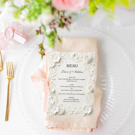 Menu Modern Luxury Floral Wedding 