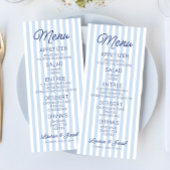Menu Modern Minimal Minimalist Blue Stripes Wedding