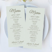 Menu Modern Minimal Minimalist Green Wedding