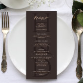 Menu Modern Minimalist Brown Monogram Wedding