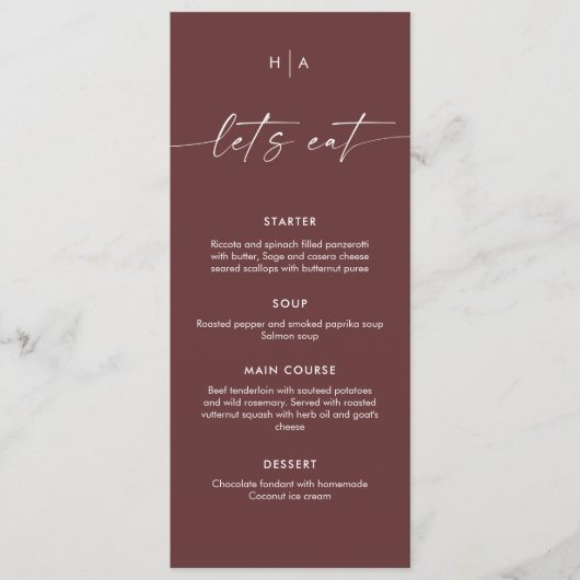 Menu Modern Minimalist Handwriting Wedding Dinner  (Devant)