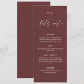 Menu Modern Minimalist Handwriting Wedding Dinner  (Devant / Derrière)