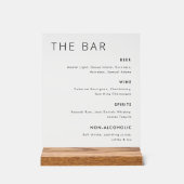 Menu Modern Minimalist Wedding Bar Acryl Bord (Voorkant)