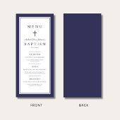 Menu Modern Navy Blue Cross Boy Baptism