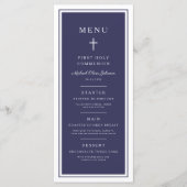 Menu Modern Navy Blue Cross Boy First Communion (Devant)