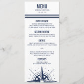 Menu Modern Navy & White Nautical Compass Wedding (Devant)