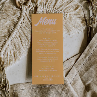 Menu Modern Peachy Colorful Funky Stylish Wedding