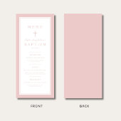 Menu Modern Pink Cross Girl Baptism