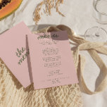 Menu Modern Pink Green Whimsical Summer Fun Wedding<br><div class="desc">A colorful retro funky modern bright  wedding dinner menu. Which features chic template design of boho vintage summer pink background and green typography and hand written menu. Perfect and matching with the whole suite.</div>