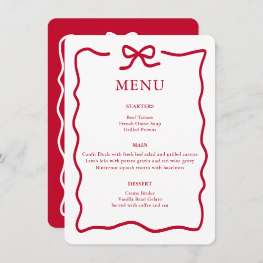 Menu Modern Red Christmas (Devant / Derrière)