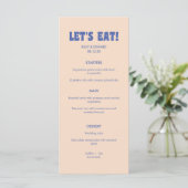 Menu Modern Retro Blue & Beige 'Let's Eat!' Wedding (Debout devant)
