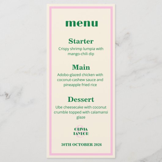 Menu Modern Retro Striped Wedding Information (Devant)