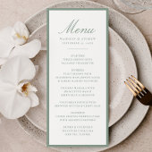 Menu Modern Sage Green Border Wedding