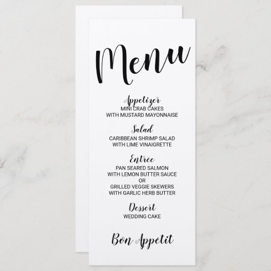 Menu Modern Script Kraft Paper Wedding (Voorkant / Achterkant)