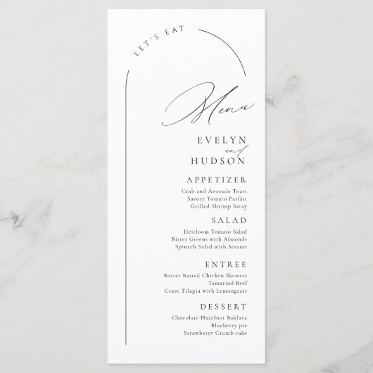 Menu Modern Script Minimalist Arch Wedding (Devant)