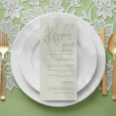 Menu Modern Script Sage Green Formal Wedding
