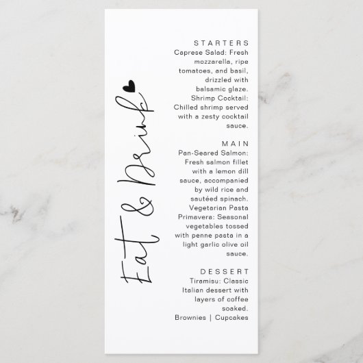 Menu Modern Script Typography | Eat & Drink Wedding (Devant)