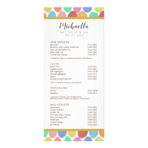 Menu Modern Spa Beauty Salon Price List Service