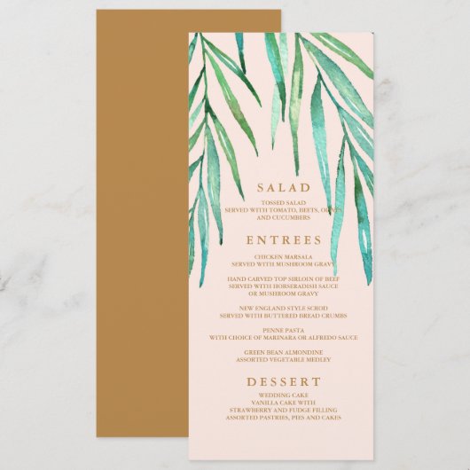 Menu Modern Tropical Beach Wedding (Devant / Derrière)