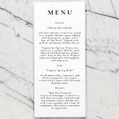 Menu Modern Wedding