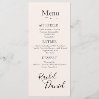 Menu Modern Wedding