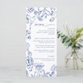 Menu Modern Wildflower Blue Floral Brunch Bridal Shower (Debout devant)