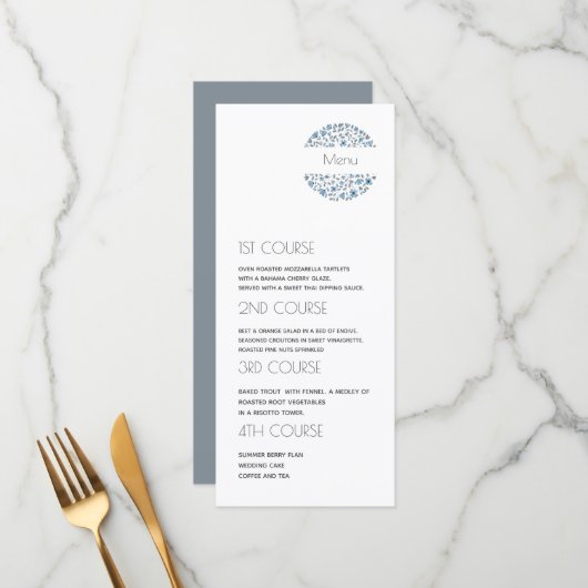 Menu Moderne 4 Parcours Floral Mariage (Devant/Arrière en situation)