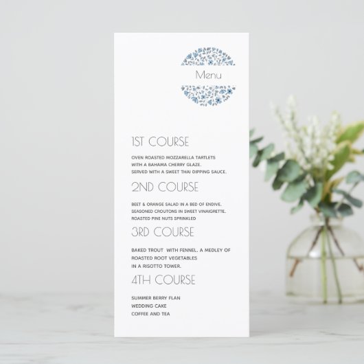 Menu Moderne 4 Parcours Floral Mariage (Debout devant)