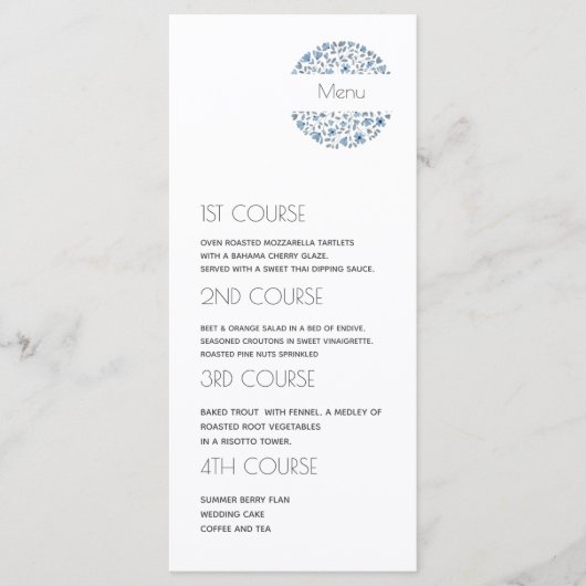 Menu Moderne 4 Parcours Floral Mariage (Devant)