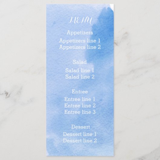 Menu moderne abstrait aite mariage bleu éclat (Dos)